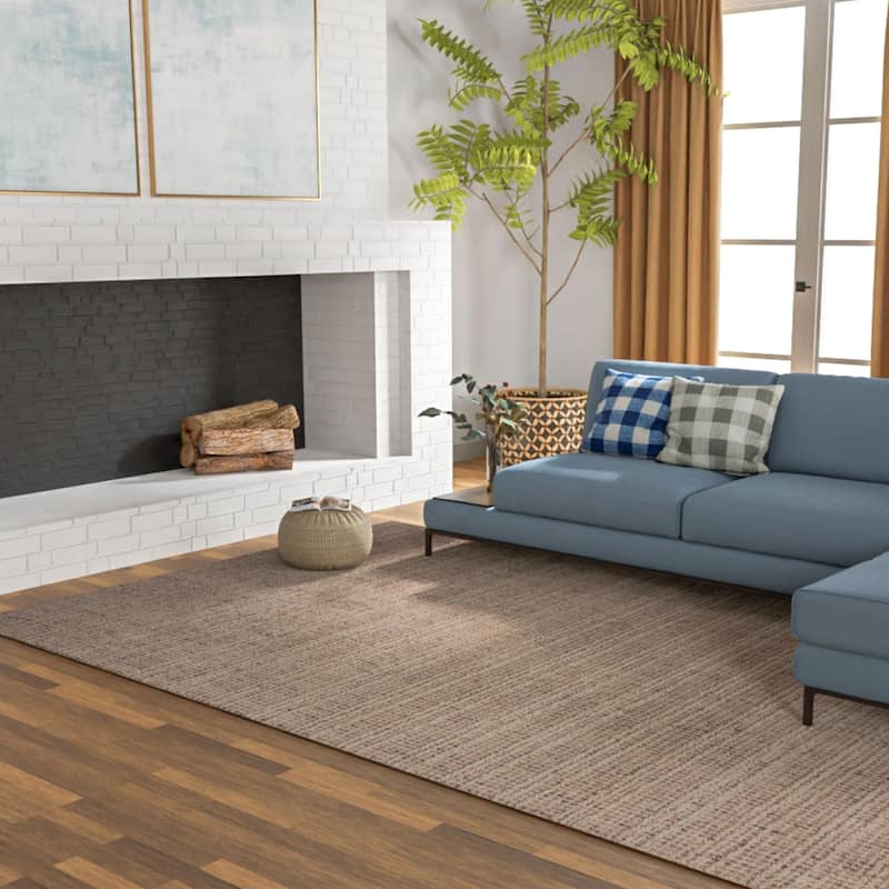 Alora Decor Lofton Geometric Stripe Textured Modern Wool Rug