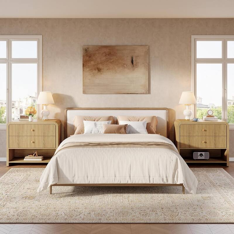 31.5 Inches Oversized Nightstand with 2 Drawers