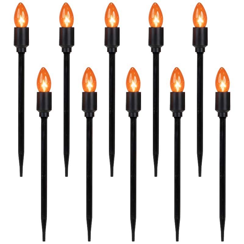 C9 Halloween Pathway Markers - Orange - 8.75' Black Wire - Set of 10