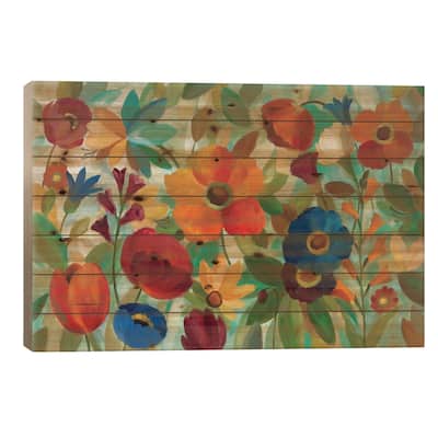 Summer Floral V Print On Wood by Silvia Vassileva - Multi-Color