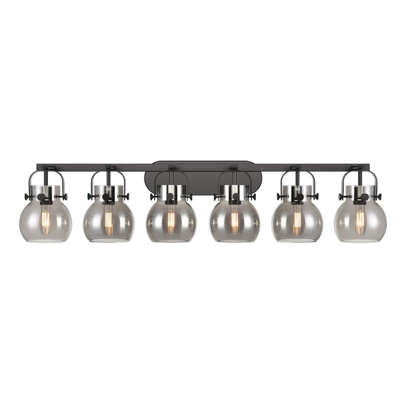 Innovations Lighting 423-6W-10-46 Pilaster II Sphere Vanity Pilaster - Matte Black / Plated Smoke