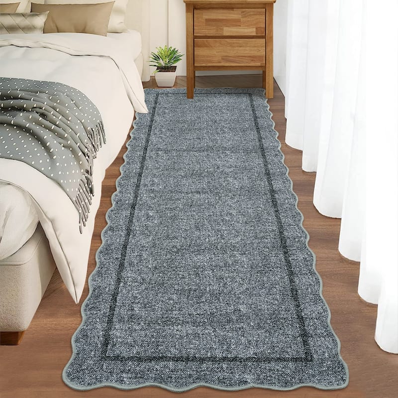 Garvee Scallop Solid Washable Area Rug