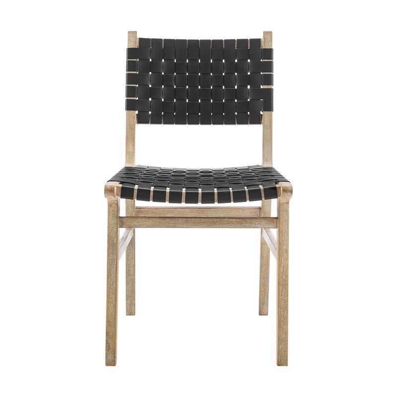 NPD Furniture Marco Faux Leather Dining Side Chair Drift Wood Frame (Set of 2)