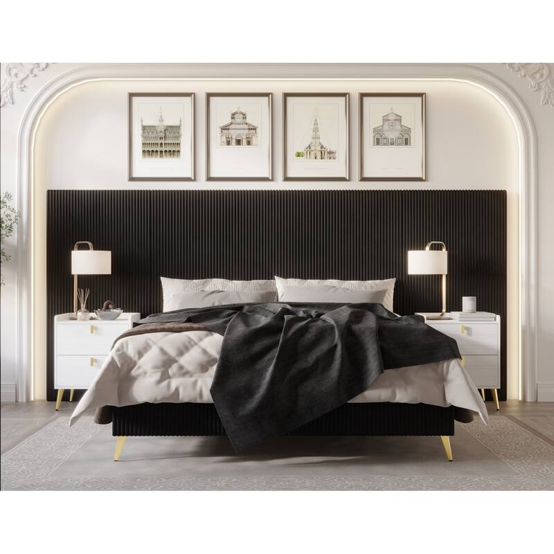 Muilee Upholstered Platform Bed - Black - Queen