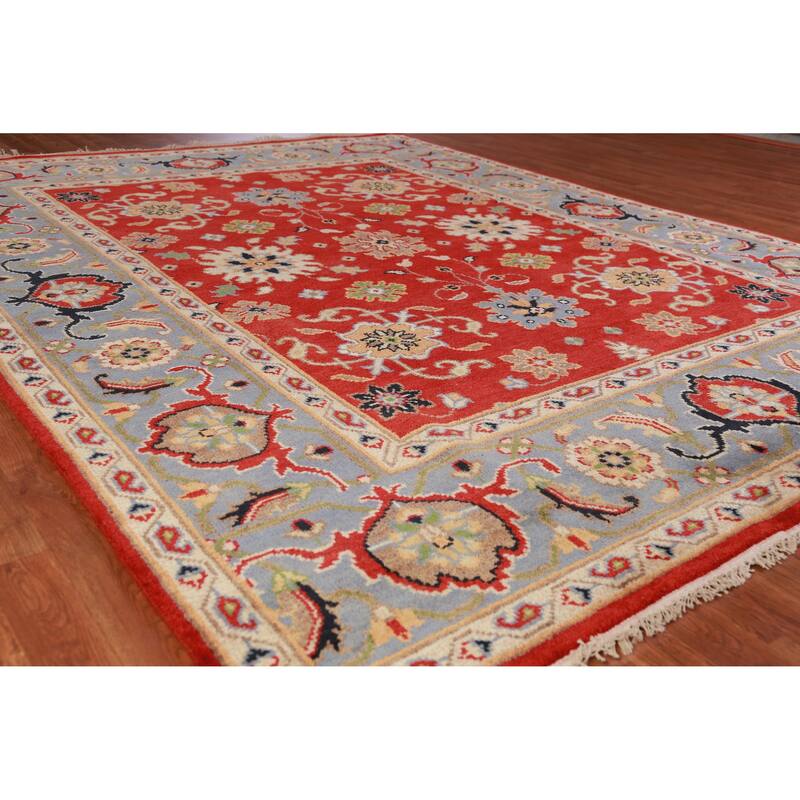 Hand Knotted Oriental 100% Wool Carpet Traditional Floral Red Heriz (serapi) Area Rug - 10' 0'' X 7' 11''