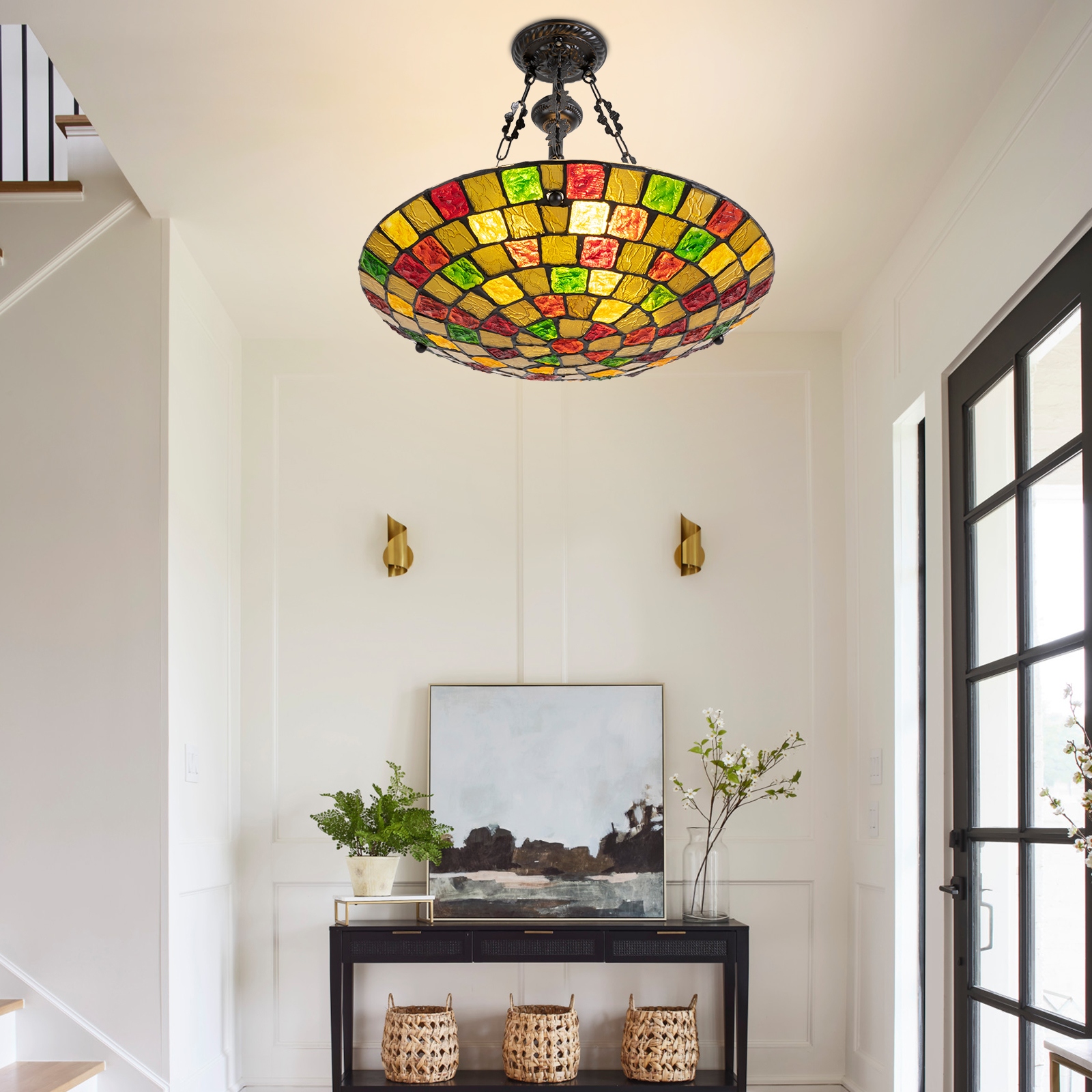 Inverted tiffany ceiling light top