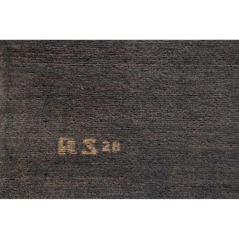 Gray Gabbeh Modern Foyer Rug Hand-Knotted Wool Carpet - 3'5"x 4'11"