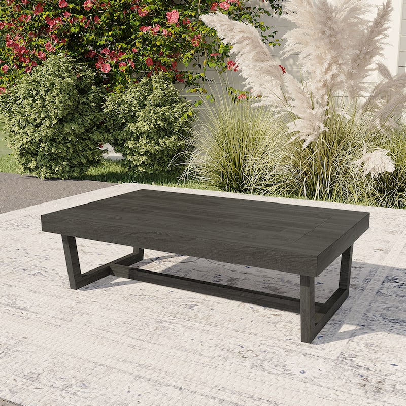 Sectional Wood Furniture 2 Seat Armless Patio Sofa - Tea Table - Tea Table/Grey
