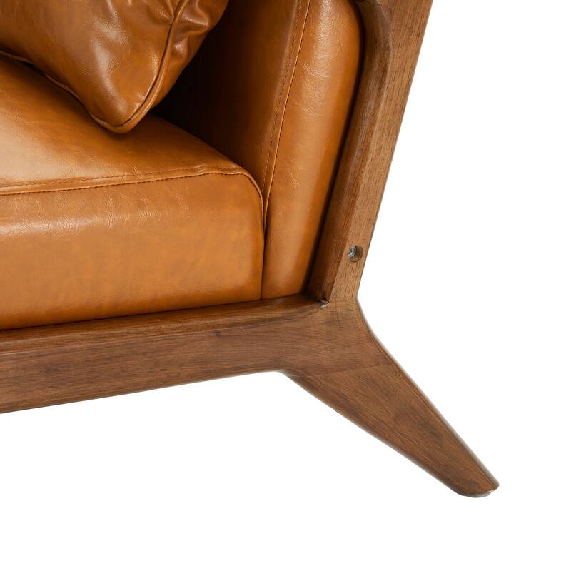 Glitzhome Set of 2 30.75"H Mid-Century Modern PU Leather Accent Chairs - 25.75"W x 33.75"D x 30.75"H