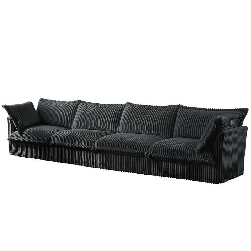 4-Seater Corduroy Slipcovered Sofa with Extra Deep for Living Room