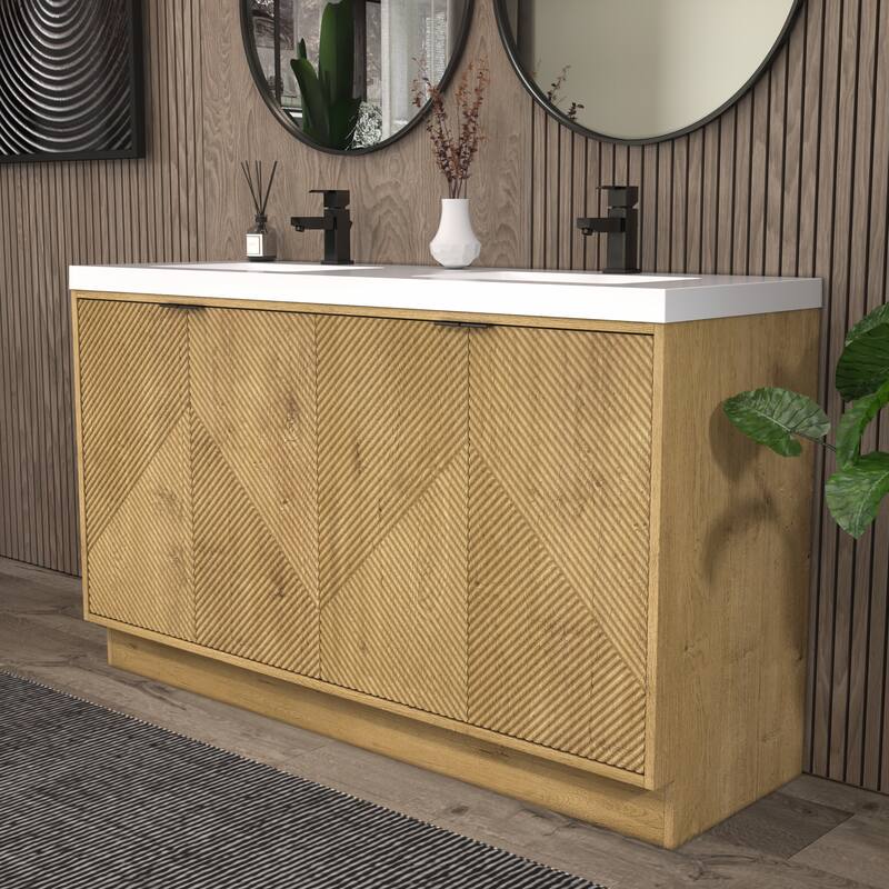 Milano 60" Freestanding Bathroom Vanity with Double White Acrylic Sink