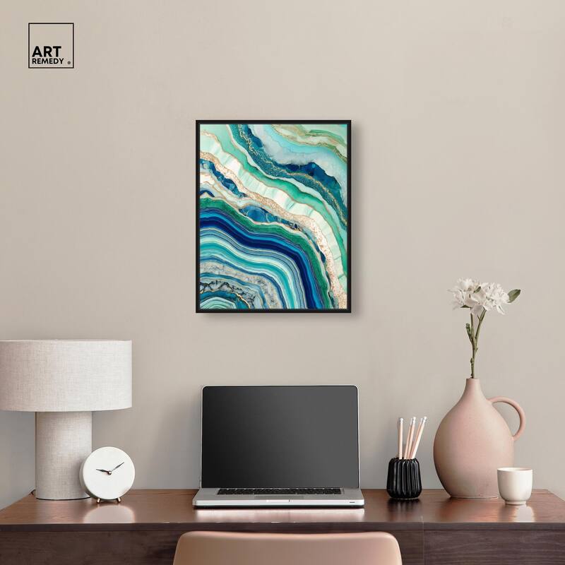 Blue Green Abstract Agate II Canvas by Art Remedy