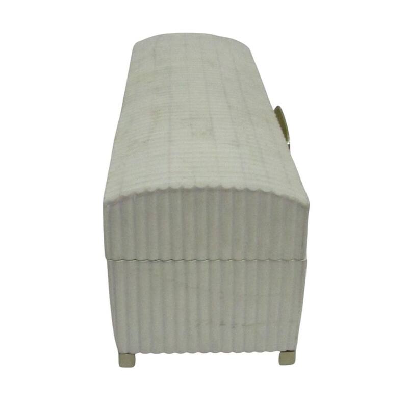Resin Storage Box Grooved Texture with Metallic Accent - 6" Cream - 16.25" x 5.5" x 5.5"