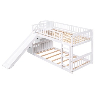 Twin Over Twin Bunk Bed with Slide & Storage Stairs - Safe & Fun for Kids