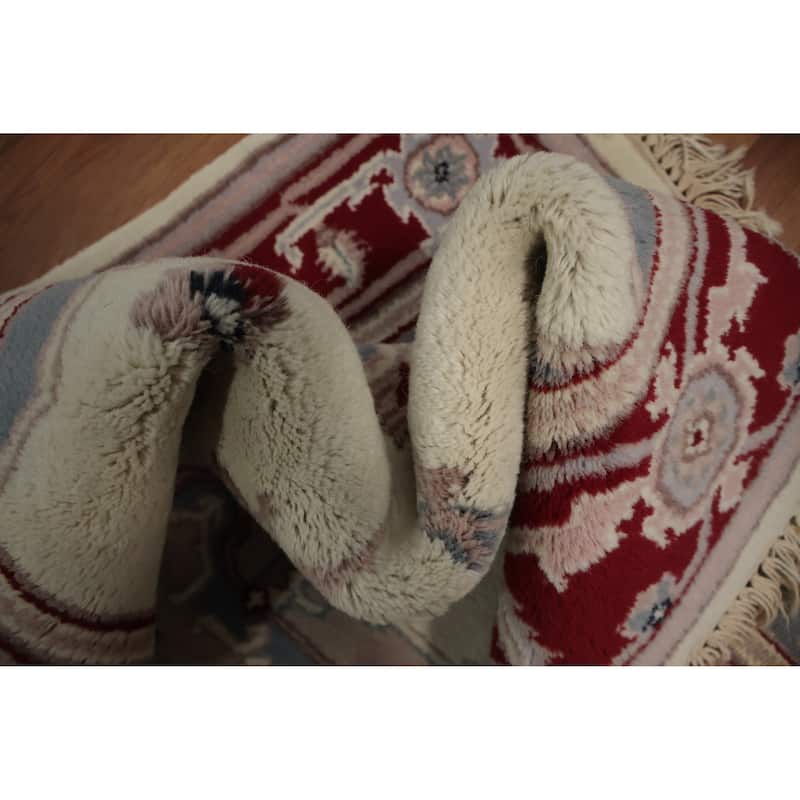 Hand Knotted Oriental 100% Wool Carpet Traditional Floral Beige & Ivories Heriz Area Rug - 6' 2'' X 4' 0''