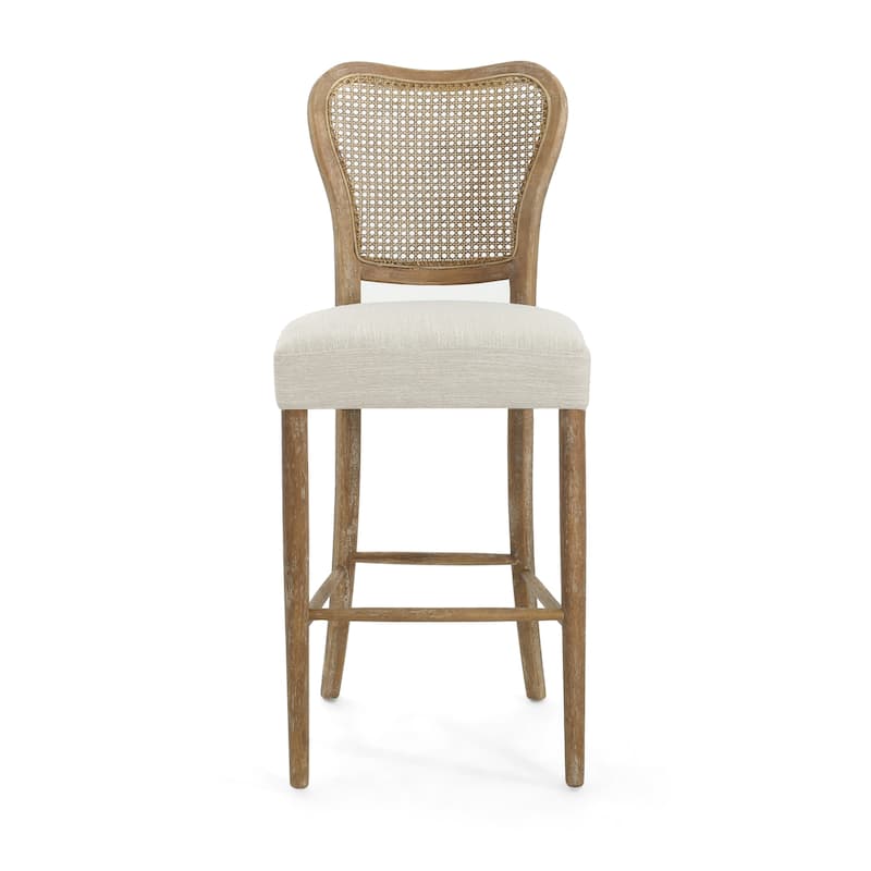 Naci Rubberwood Farmhouse 30-Inch Barstool with Cane Backrest (set of 2) by Christopher Knight Home