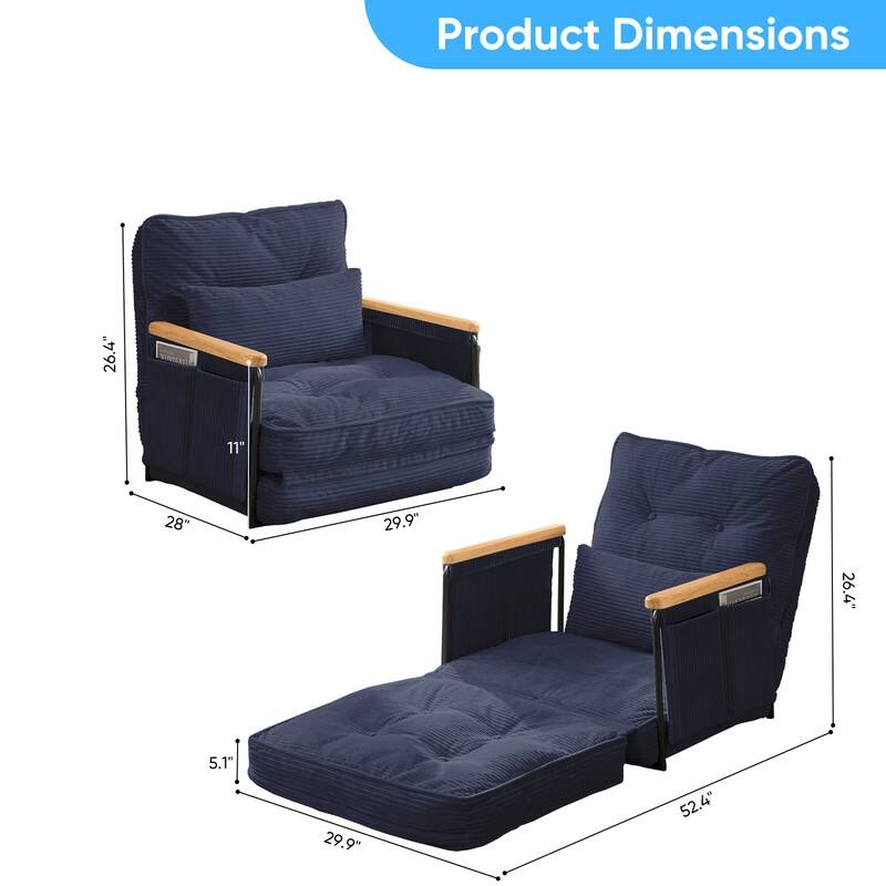 Mixoy Muti-Functional Folding Floor Sofa Bed,3-Seater,2-Seater,1-Seater Lazy Futon Sofa with 6 Position Adjustable Backrest