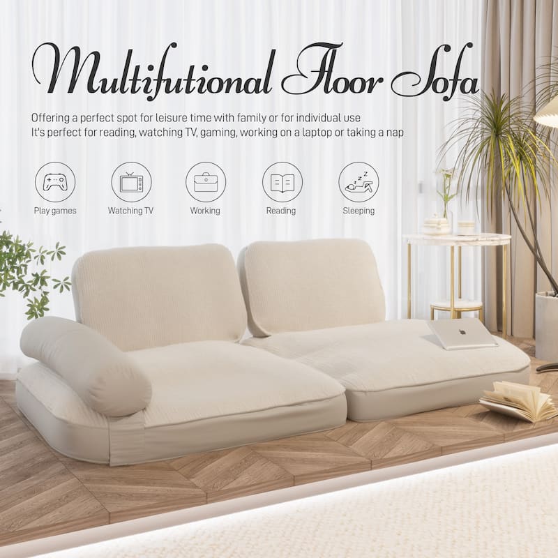 WOWMAX Convertible Love Seat Sofa Floor Bed Chair