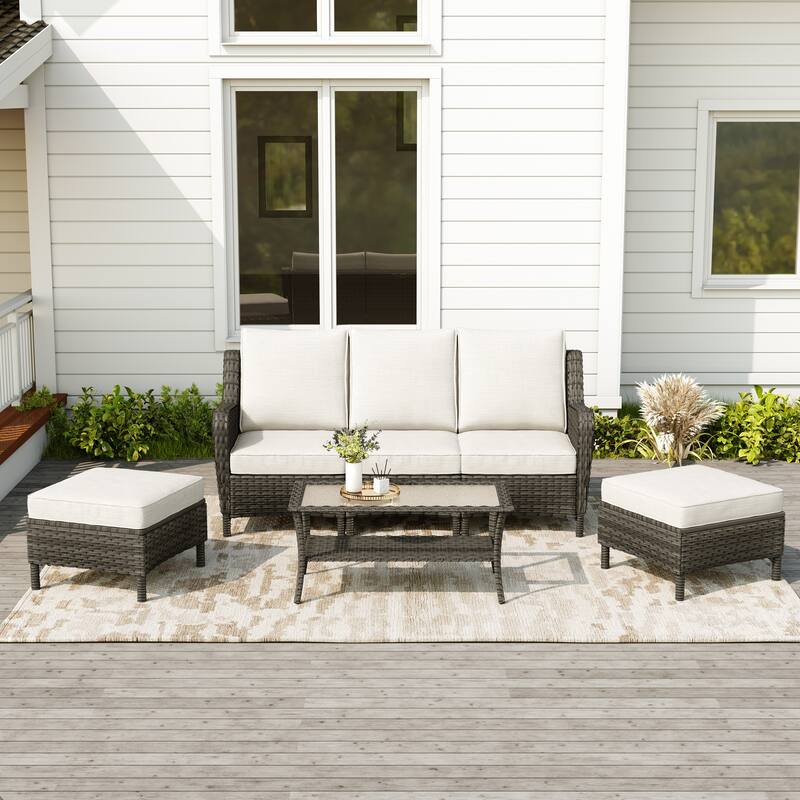 Rattan Outdoor Sectional Set with Modular Seating