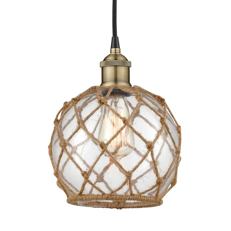 Innovations Lighting 616-1P-11-8 Edison Pendant Edison 8" Wide Mini - Black Antique Brass / Clear / Brown