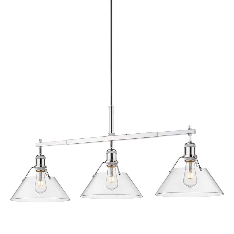 Orwell 3-Light Linear Pendant in Chrome with Clear Glass - Silver