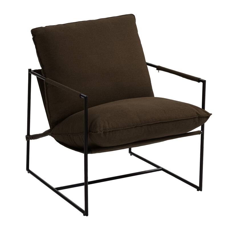 Modern Metal Frame Upholstered Sling Accent Armchair
