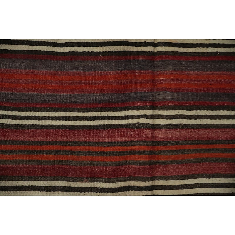 Hand Woven Oriental 100% Wool Carpet Southwestern Geometric Red Kilim Area Rug - 10' 2'' X 5' 0''