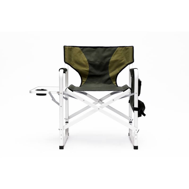 2-piece Padded Folding Outdoor Chair with Side Table and Storage Pockets