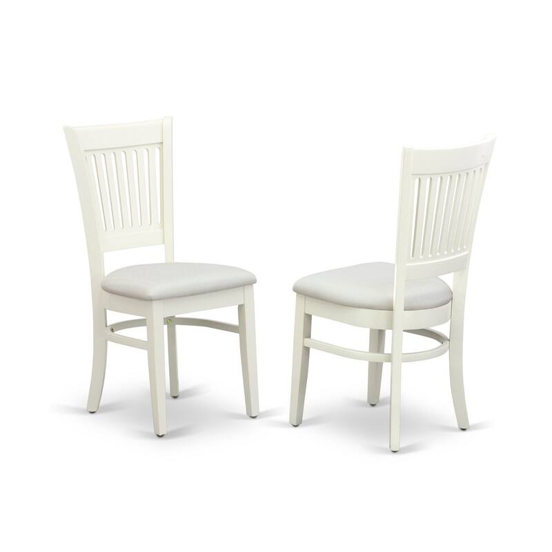 HomeStock 5-Piece Linen White Finish Solid Wood Top Dining table with 4 Chairs with Slat Back
