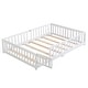 preview thumbnail 5 of 6, Simple Lodge Design Full Size Platform Bed,Solid Pine Wood Bed Frame with Fence,Safety Guardrails with Door