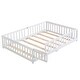 preview thumbnail 5 of 6, White Queen Size Wood Floor Bed with Door and Fence, Suitable for Children, Boys, Girls and Bedroom