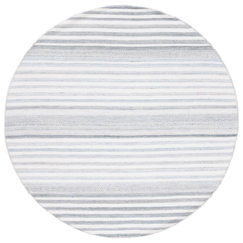 SAFAVIEH Handmade Kilim Rokhaya Transitional Rug - 6' Round - Ivory/Light Blue