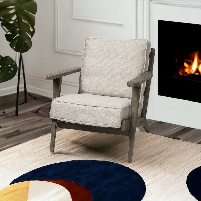 HomeRoots 31" Cream and Brown Fabric Lounge Chair - 31' X '32' X '28 - 31' X '32' X '28