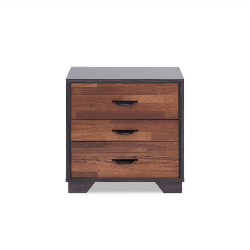 Modern Nightstand with 3 Drawer - Walnut & Espresso