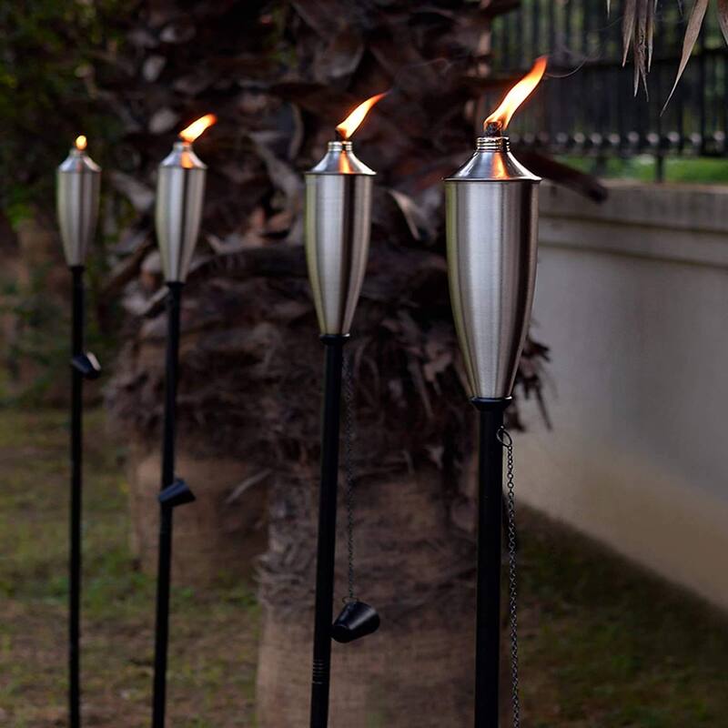 Deco Home Set of 4 Garden Tiki Torch Citronella Metal Outdoor Torch - 60inch