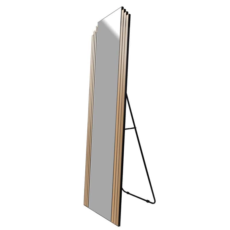 Floor dress mirror with wooden stand - 21"x64"