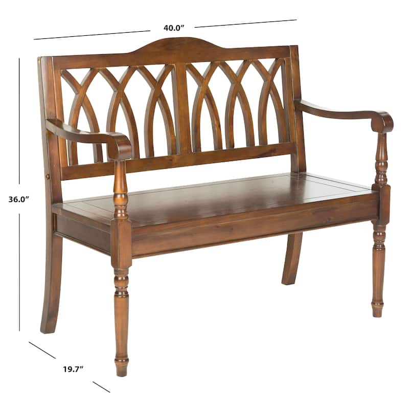 SAFAVIEH Benjamin Dark Walnut Finish Bench - 40" x 19.7" x 36"