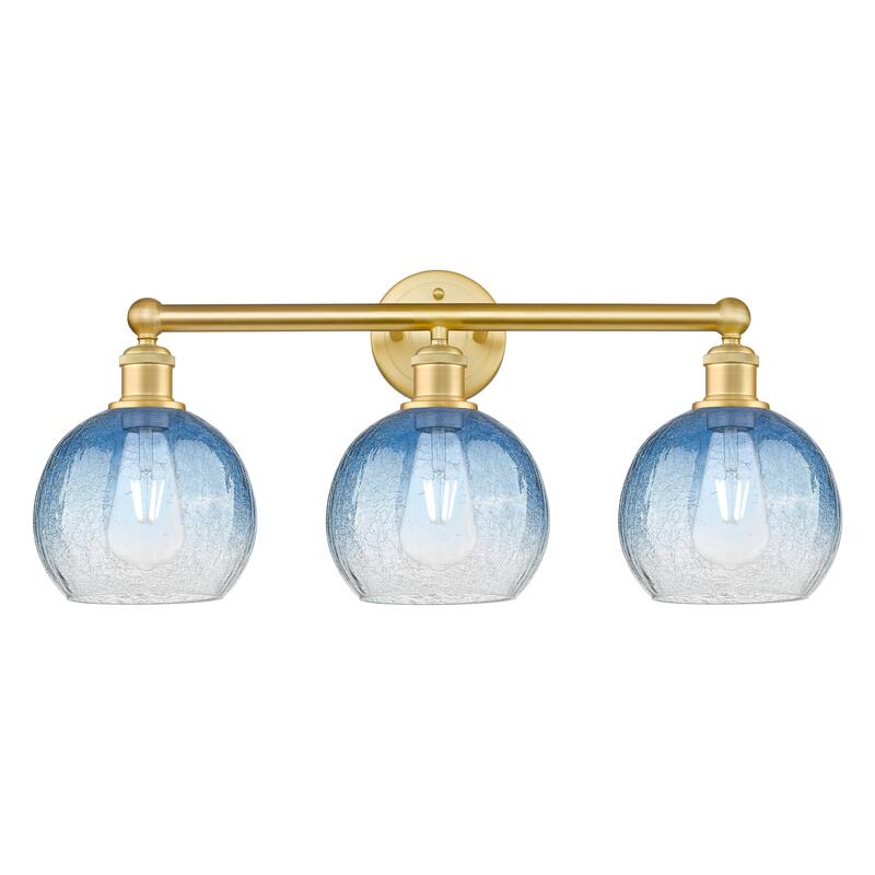 Innovations Lighting Endless Possibilities Edison - Brookhaven Globe - 3 Light 26" Bath Vanity Light - Satin Gold/Sapphire Blue