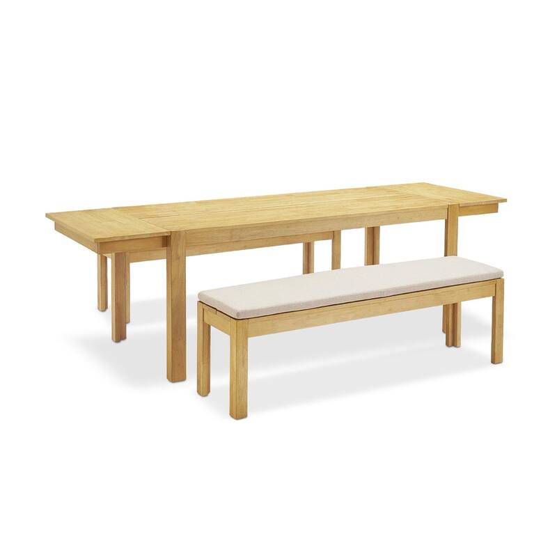 mopio Logan Upholstered Beige Dining Chair Set, Modern Farmhouse Solid Wood Dining Table Set for Dining Room Kitchen