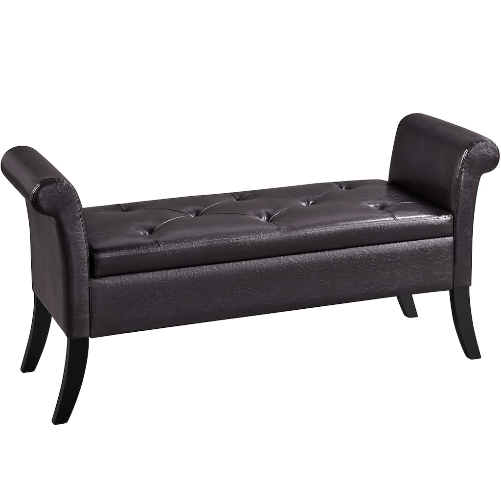 Yaheetech Faux Leather Vintage Storage Bench Multifunctional Bench