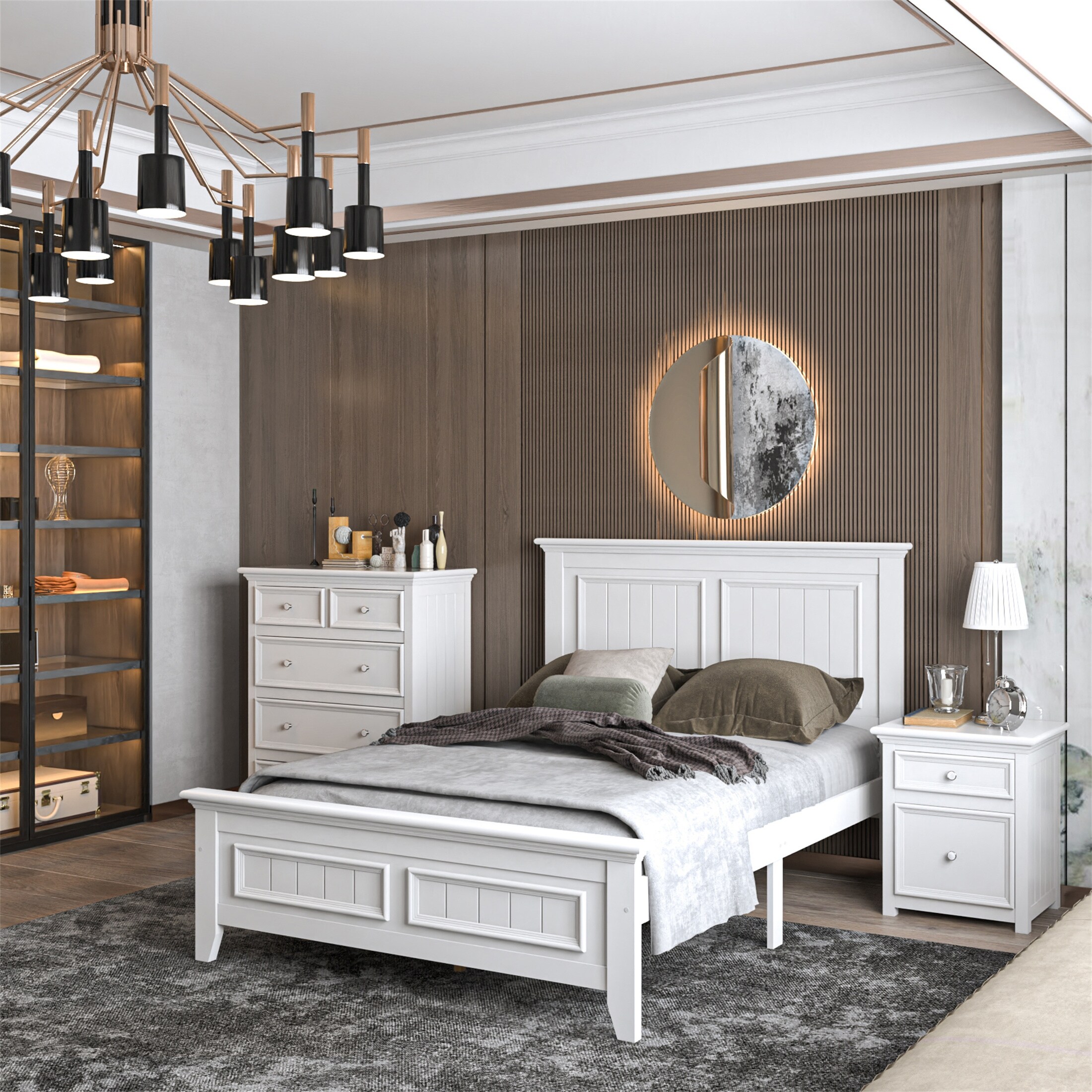 Modern Country Inspired Full Size Solid Wood Bed