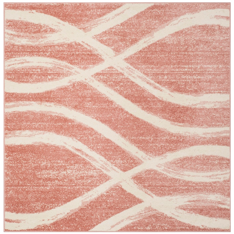 SAFAVIEH Adirondack Lelia Modern Abstract Distressed Rug - 8' Square - Rose/Cream