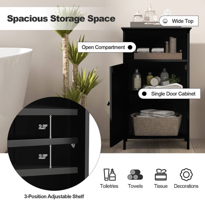 Bathroom Freestanding Adjustable Shelf Floor Storage Cabinet
