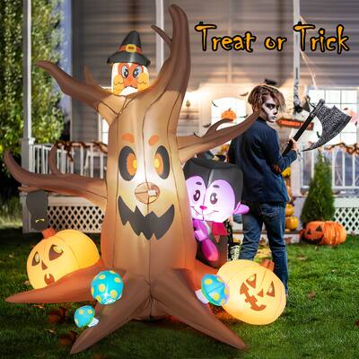 6ft Inflatable Halloween Dead Tree with Blow up Pumpkin w/ RGB Lights