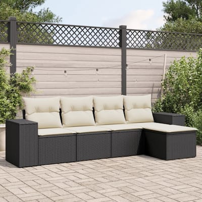 vidaXL Patio Sofa Set with Cushions Outdoor Conversation Furniture Poly Rattan