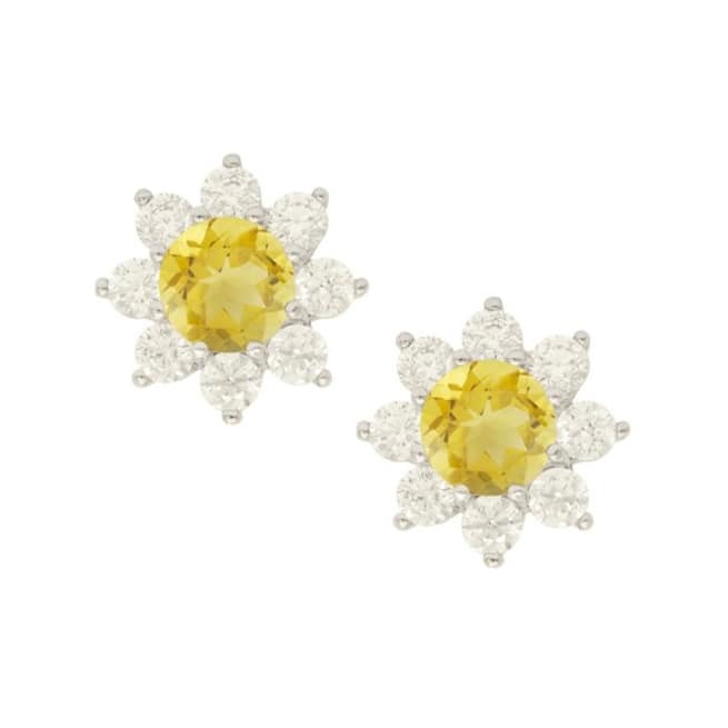 Victoria Townsend .925 Sterling Silver Citrine & Cubic Zirconia Flower Stud Earring