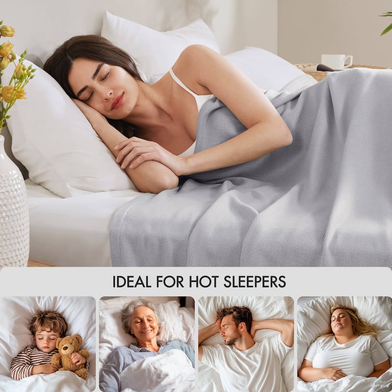 Chelsea Square Rayon from Bamboo Cooling Cotton Lightweight Blanket for Summer Spring