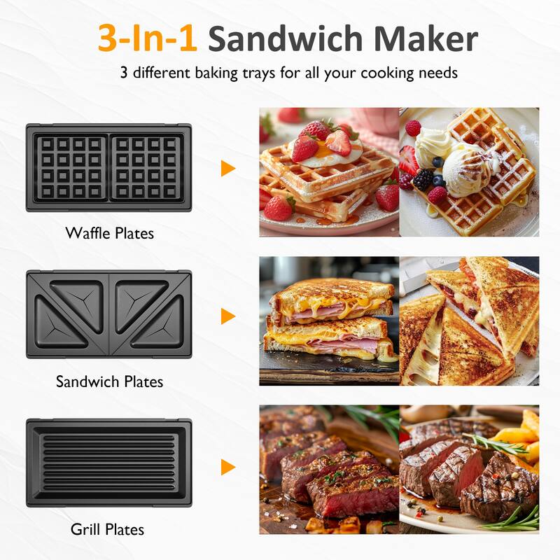 850W 3 in 1 Sandwich Maker - N/A