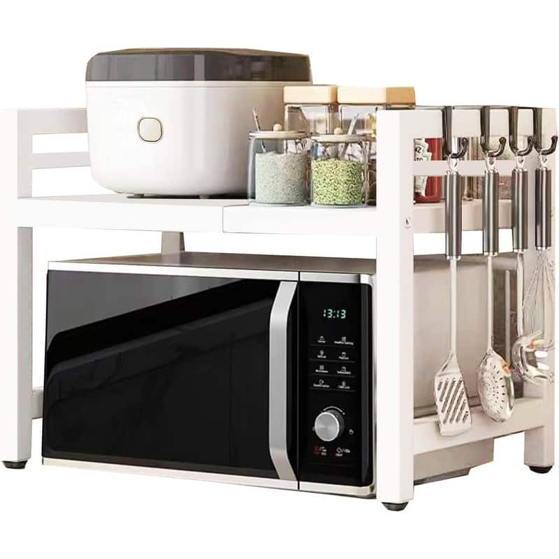 Microwave Oven Rack Expandable Countertop Heavy Duty - 12.8"D x 21.65"W x 17.13"H