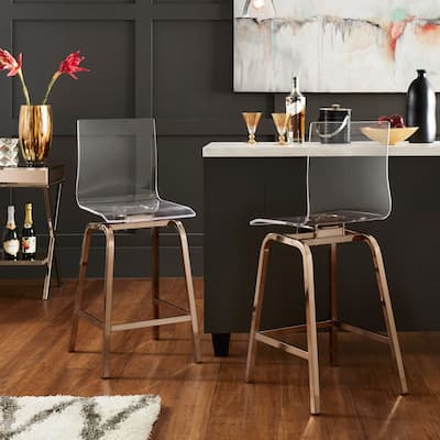 Maravilla Acrylic Swivel High Back Stools (Set 2)